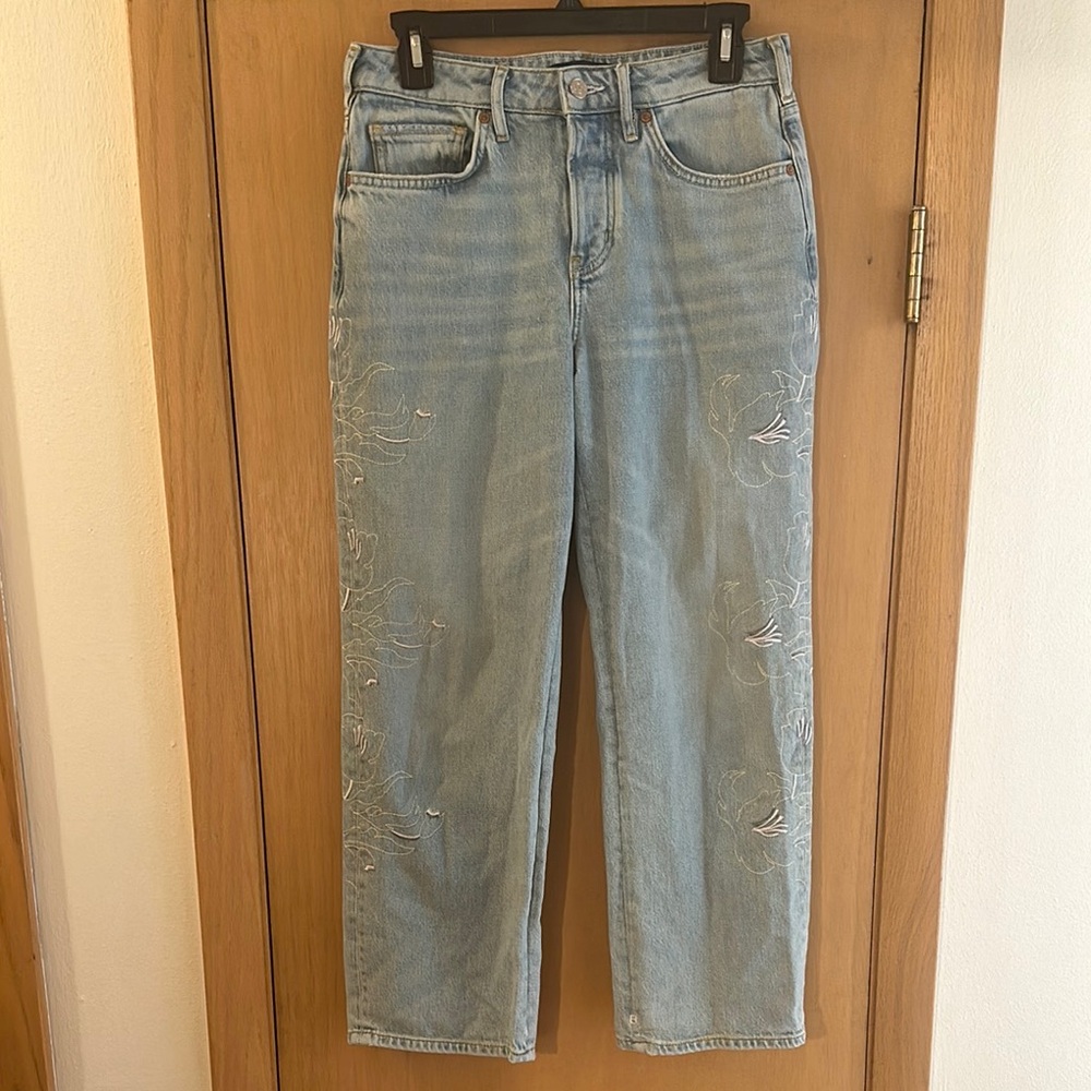 Scotch & Soda Women’s The Sky High Rise Straight Floral Embroidered Jeans 27